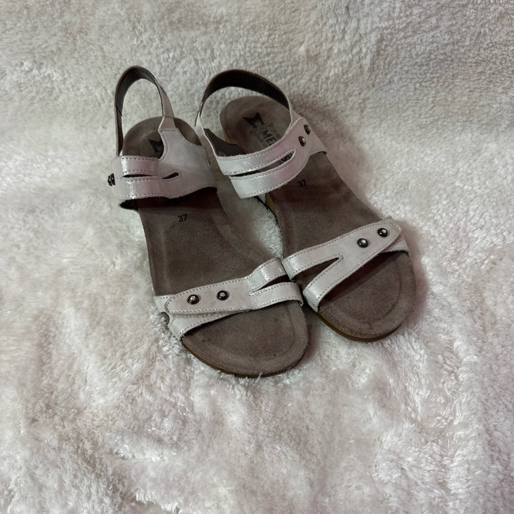Mephisto Minoa Silver Monaco Casual Straps Sandals Women Size 37 US 7